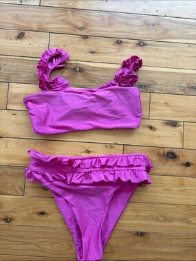 SHEIN Ruffle High Waisted Bandeau Bikini Swimsuit